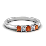 Load image into Gallery viewer, 0.50-ct.-princess-cut-5-stone-anniversary-band-with-orange-sapphire-in-white-gold-FD8008PRB 0.50CTGSAOR-NL-WG

