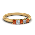 Load image into Gallery viewer, 0.50-ct.-princess-cut-5-stone-anniversary-band-with-orange-sapphire-in-yellow-gold-FD8008PRB 0.50CTGSAOR-NL-YG
