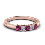 Load image into Gallery viewer, 0.50-ct.-princess-cut-5-stone-anniversary-band-with-pink-sapphire-in-rose-gold-FD8008PRB 0.50CTGSADRPI-NL-RG
