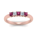 Load image into Gallery viewer, 0.50-ct.-princess-cut-5-stone-anniversary-band-with-pink-sapphire-in-rose-gold-FD8008PRB 0.50CTGSADRPI-NL-RG

