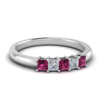 Load image into Gallery viewer, 0.50-ct.-princess-cut-5-stone-anniversary-band-with-pink-sapphire-in-white-gold-FD8008PRB 0.50CTGSADRPI-NL-WG
