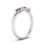 Load image into Gallery viewer, 0.50-ct.-princess-cut-5-stone-anniversary-band-with-pink-sapphire-in-white-gold-FD8008PRB 0.50CTGSADRPI-NL-WG
