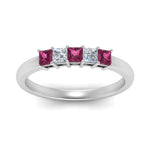 Load image into Gallery viewer, 0.50-ct.-princess-cut-5-stone-anniversary-band-with-pink-sapphire-in-white-gold-FD8008PRB 0.50CTGSADRPI-NL-WG
