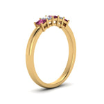 Load image into Gallery viewer, 0.50-ct.-princess-cut-5-stone-anniversary-band-with-pink-sapphire-in-yellow-gold-FD8008PRB 0.50CTGSADRPI-NL-YG
