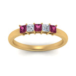 Load image into Gallery viewer, 0.50-ct.-princess-cut-5-stone-anniversary-band-with-pink-sapphire-in-yellow-gold-FD8008PRB 0.50CTGSADRPI-NL-YG
