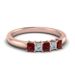 Load image into Gallery viewer, 0.50-ct.-princess-cut-5-stone-anniversary-band-with-ruby-in-rose-gold-FD8008PRB 0.50CTGRUDR-NL-RG
