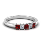 Load image into Gallery viewer, 0.50-ct.-princess-cut-5-stone-anniversary-band-with-ruby-in-white-gold-FD8008PRB 0.50CTGRUDR-NL-WG
