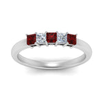 Load image into Gallery viewer, 0.50-ct.-princess-cut-5-stone-anniversary-band-with-ruby-in-white-gold-FD8008PRB 0.50CTGRUDR-NL-WG
