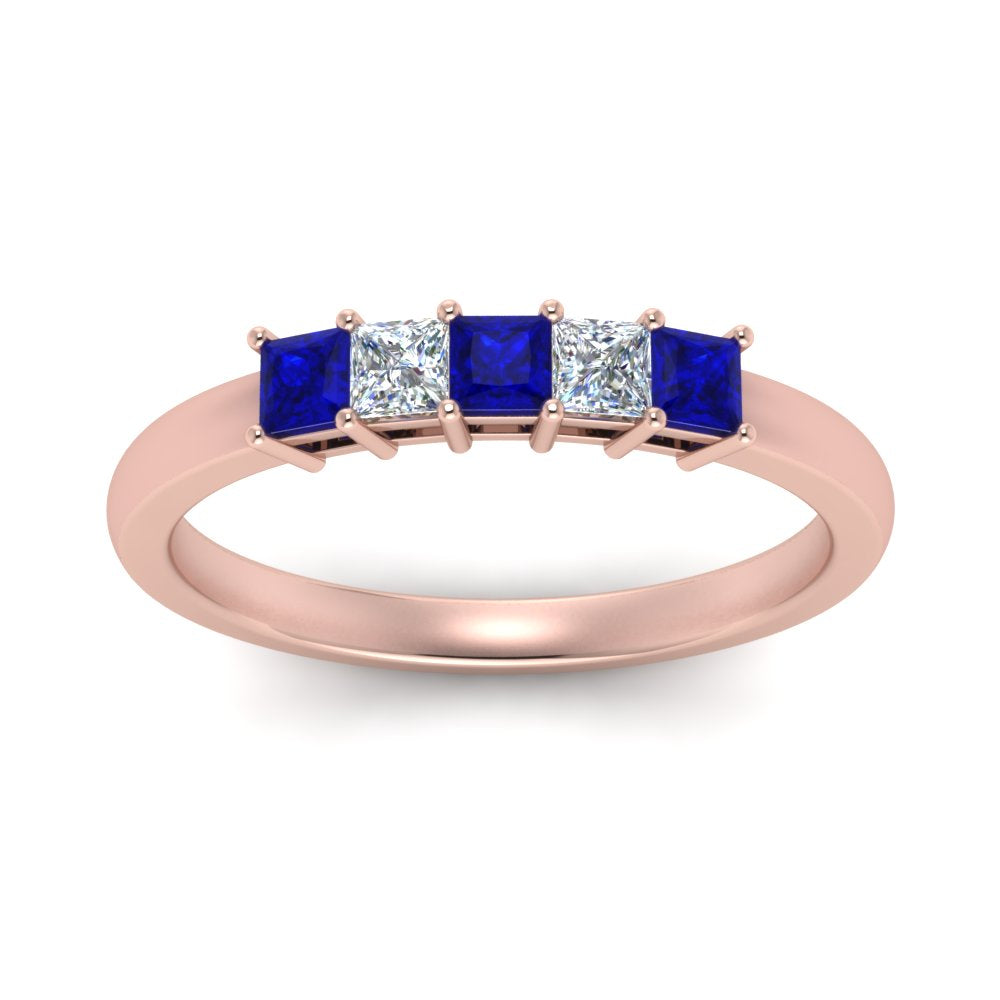 0.50-ct.-princess-cut-5-stone-anniversary-band-with-sapphire-in-rose-gold-FD8008PRB 0.50CTGSABL-NL-RG