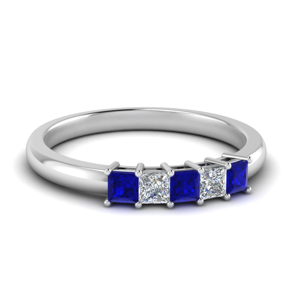 0.50-ct.-princess-cut-5-stone-anniversary-band-with-sapphire-in-white-gold-FD8008PRB 0.50CTGSABL-NL-WG