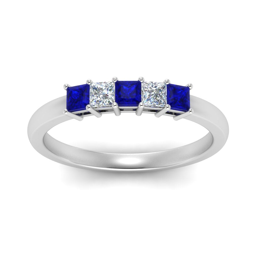 0.50-ct.-princess-cut-5-stone-anniversary-band-with-sapphire-in-white-gold-FD8008PRB 0.50CTGSABL-NL-WG
