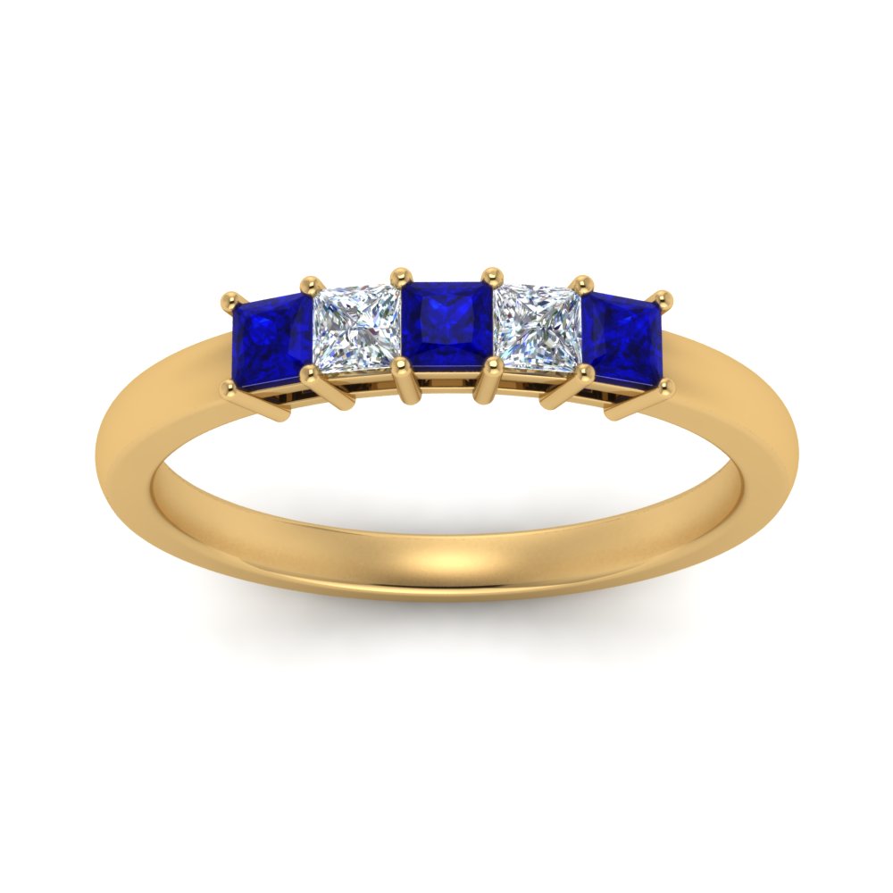 0.50-ct.-princess-cut-5-stone-anniversary-band-with-sapphire-in-yellow-gold-FD8008PRB 0.50CTGSABL-NL-YG