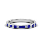 Load image into Gallery viewer, 0.50-ct.-princess-cut-diamond-channel-wedding-ring-for-her-with-blue-sapphire-in-14K-white-gold-FD8382-0.50CTBGSABL-NL-WG