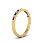 Load image into Gallery viewer, 0.50-ct.-princess-cut-diamond-channel-wedding-ring-for-her-with-blue-sapphire-in-14K-yellow-gold-FD8382-0.50CTBGSABLANGLE2-NL-YG