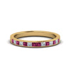 Load image into Gallery viewer, 0.50-ct.-princess-cut-diamond-channel-wedding-ring-for-her-with-pink-sapphire-in-14K-yellow-gold-FD8382-0.50CTBGSADRPI-NL-YG
