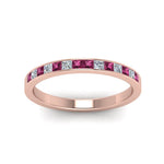Load image into Gallery viewer, 0.50-ct.-princess-cut-diamond-channel-wedding-ring-for-her-with-pink-sapphire-in-18K-rose-gold-FD8382-0.50CTBGSADRPIANGLE5-NL-RG