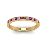 Load image into Gallery viewer, 0.50-ct.-princess-cut-diamond-channel-wedding-ring-for-her-with-pink-sapphire-in-18K-yellow-gold-FD8382-0.50CTBGSADRPIANGLE5-NL-YG