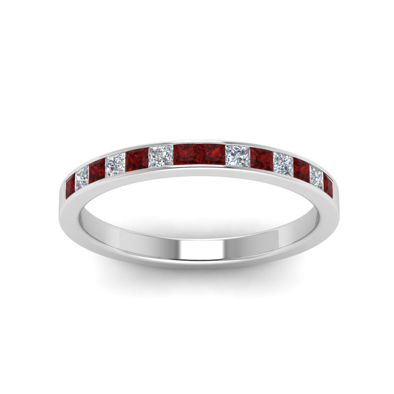 0.50-ct.-princess-cut-diamond-channel-wedding-ring-for-her-with-ruby-in-18K-white-gold-FD8382-0.50CTBGRUDRANGLE5-NL-WG