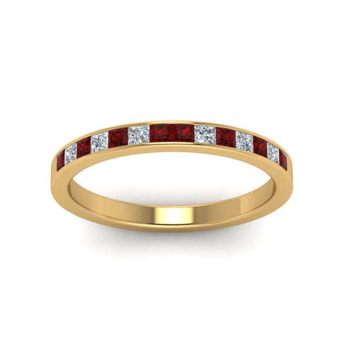 0.50-ct.-princess-cut-diamond-channel-wedding-ring-for-her-with-ruby-in-18K-yellow-gold-FD8382-0.50CTBGRUDRANGLE5-NL-YG