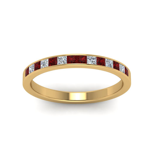 0.50-ct.-princess-cut-diamond-channel-wedding-ring-for-her-with-ruby-in-18K-yellow-gold-FD8382-0.50CTBGRUDRANGLE5-NL-YG