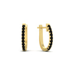 Load image into Gallery viewer, 0.50-ctw-huggie-hoop-black-diamond-earrings-in-yellow-gold-FDEAR11260GBLACKANGLE2-0.50-NL-YG