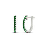 Load image into Gallery viewer, 0.50-ctw-huggie-hoop-emerald-earrings-in-white-gold-FDEAR11260GEMGRANGLE2-0.50-NL-WG