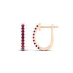 Load image into Gallery viewer, 0.50-ctw-huggie-hoop-pink-sapphire-earrings-in-rose-gold-FDEAR11260GSADRPIANGLE2-0.50-NL-RG