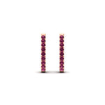 Load image into Gallery viewer, 0.50-ctw-huggie-hoop-pink-sapphire-earrings-in-rose-gold-FDEAR11260GSADRPIANGLE2-0.50-NL-RG