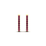 Load image into Gallery viewer, 0.50-ctw-huggie-hoop-pink-sapphire-earrings-in-yellow-gold-FDEAR11260GSADRPIANGLE2-0.50-NL-YG