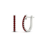 Load image into Gallery viewer, 0.50-ctw-huggie-hoop-ruby-earrings-in-white-gold-FDEAR11260GRUDRANGLE2-0.50-NL-WG