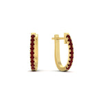 Load image into Gallery viewer, 0.50-ctw-huggie-hoop-ruby-earrings-in-yellow-gold-FDEAR11260GRUDRANGLE2-0.50-NL-YG