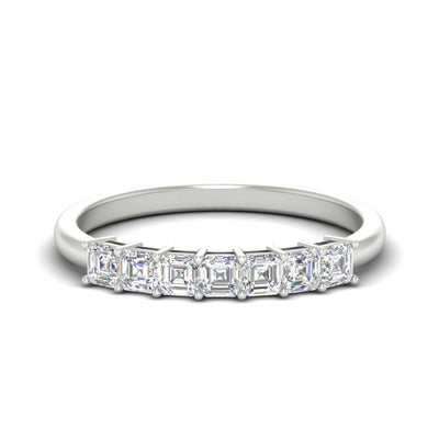 0.70 Carat Basket Prong 7 Asscher Cut Anniversary Ring