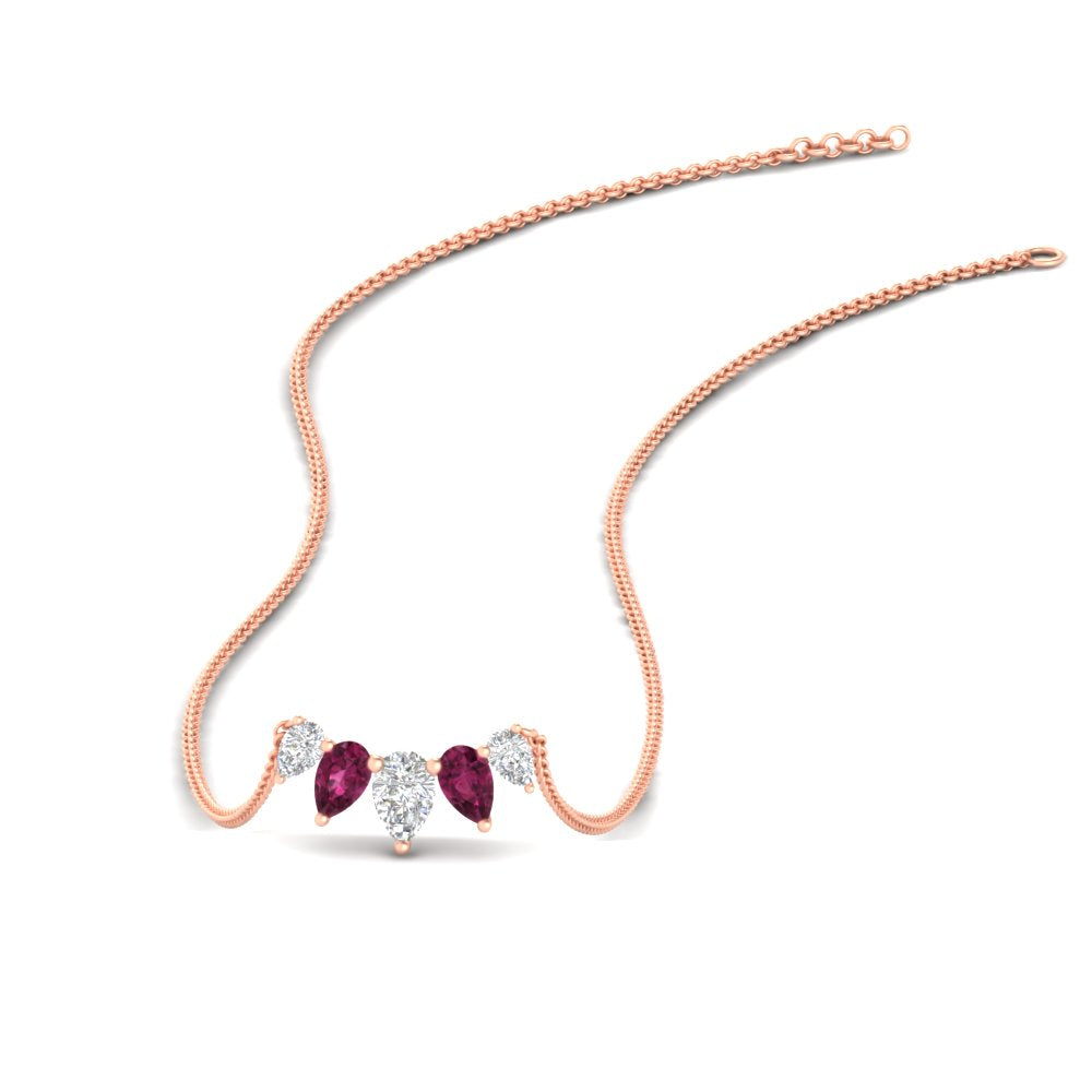 0.75-carat-5-stone-pear-shaped-diamond-necklace-with-pink-sapphire-in-FD-PD11130PE-0.75CT-GSADRPI-NL-RG
