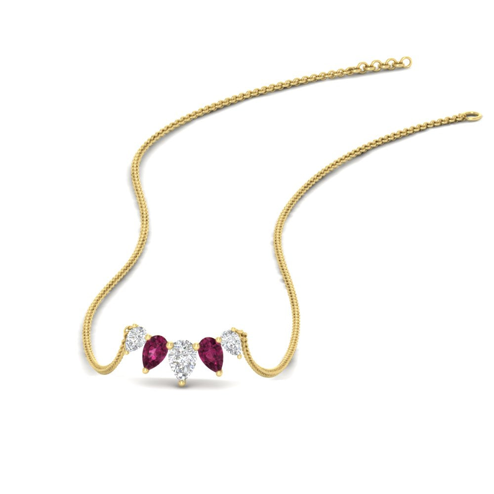 0.75-carat-5-stone-pear-shaped-diamond-necklace-with-pink-sapphire-in-FD-PD11130PE-0.75CT-GSADRPI-NL-YG