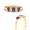 Load image into Gallery viewer, 0.75-carat-5-stone-wedding-band-pink-sapphire-teardrop-in-yellow-gold-fdwb8008pegsadrpiangle3-0.75ct-nl-yg.jpg