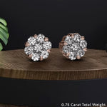 Load image into Gallery viewer, https://cdn.fascinatingdiamonds.com/FDEAR1081/flower-diamond-earring-two-tone-seven-stone-0.75-carat-in-rose-gold-FDEAR10840-0.75CTANGLE2-NL-RG.jpg
