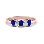 Load image into Gallery viewer, 0.75-carat-blue-sapphire-5-stone-wedding-band-teardrop-rose-gold-FD8294B-0.15CTGSABLANGLE3-NL-RG
