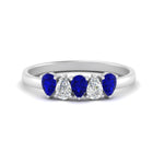 Load image into Gallery viewer, 0.75-carat-blue-sapphire-5-stone-wedding-band-teardrop-white-gold-FD8294B-0.15CTGSABLANGLE3-NL-WG
