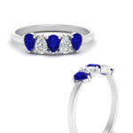 Load image into Gallery viewer, 0.75-carat-blue-sapphire-5-stone-wedding-band-teardrop-white-gold-FD8294B-0.15CTGSABLANGLE3-NL-WG
