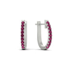 Load image into Gallery viewer, 0.75-carat-classic-pink-sapphire-huggie-hoop-earring-in-white-gold-FDEAR11260GSADRPIANGLE2-0.75-NL-WG

