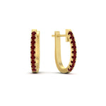 Load image into Gallery viewer, 0.75-carat-classic-ruby-huggie-hoop-earring-in-yellow-gold-FDEAR11260GRUDRANGLE2-0.75-NL-YG
