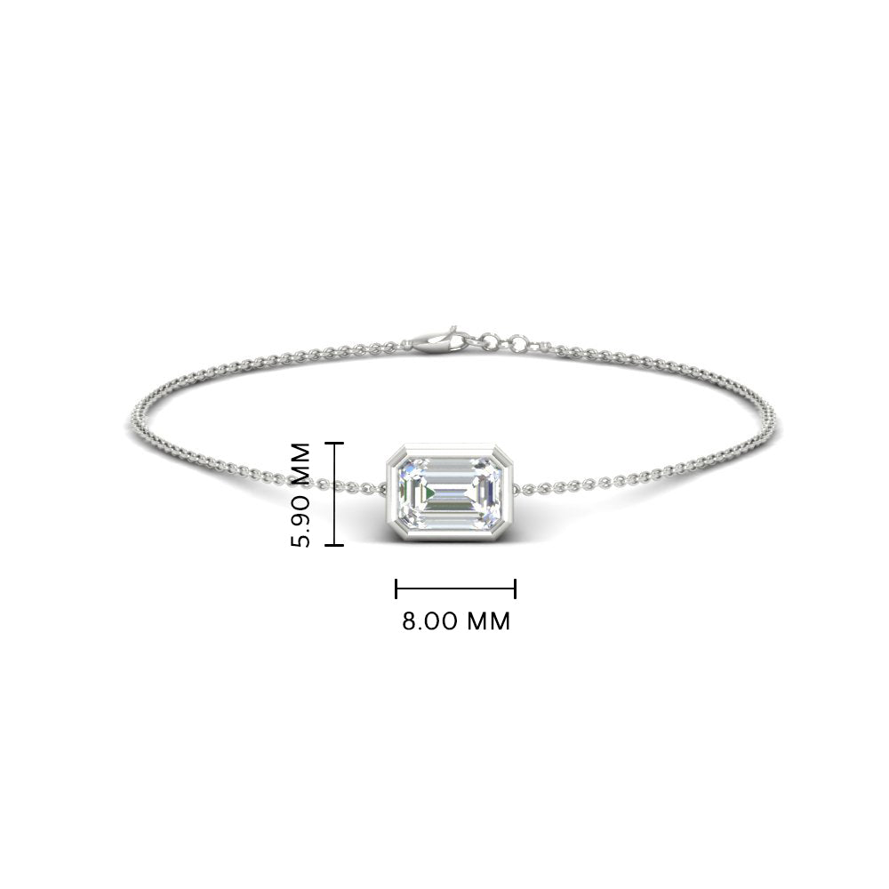 Bezel Set Emerald Chain Bracelet 0.75 Carat