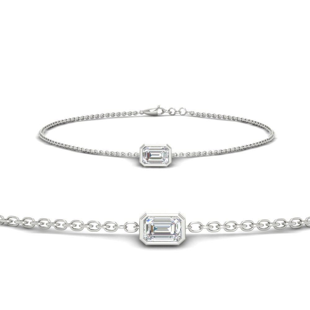 Bezel Set Emerald Chain Bracelet 0.75 Carat