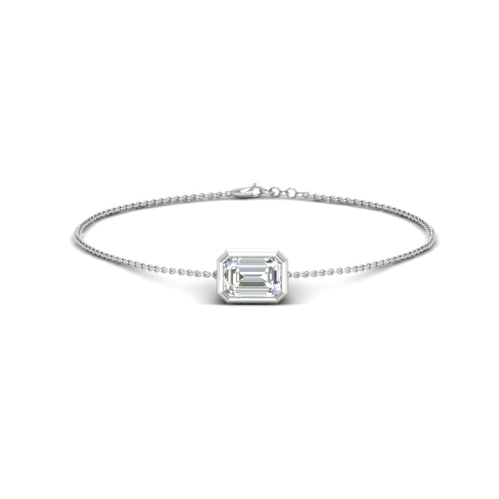 Bezel Set Emerald Chain Bracelet 0.75 Carat