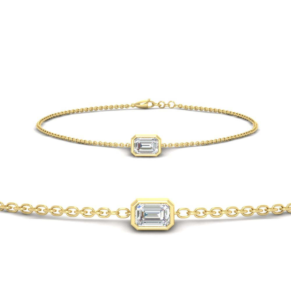 Bezel Set Emerald Chain Bracelet 0.75 Carat