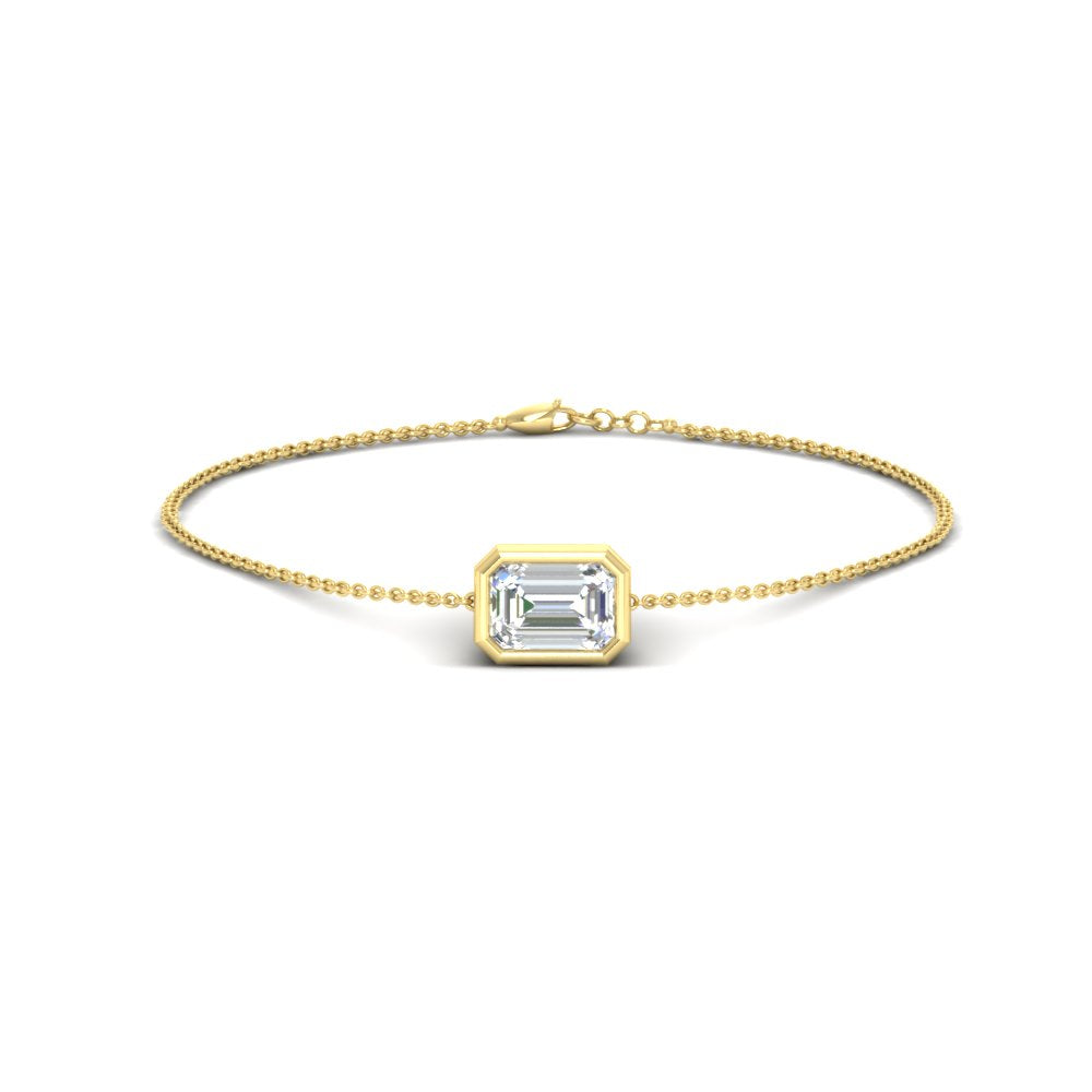 Bezel Set Emerald Chain Bracelet 0.75 Carat