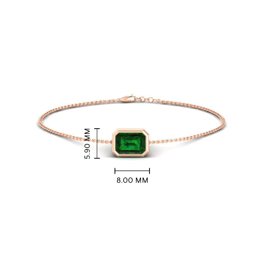 Bezel Set Emerald Chain Bracelet 0.75 Carat