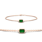 Load image into Gallery viewer, Bezel Set Emerald Chain Bracelet 0.75 Carat
