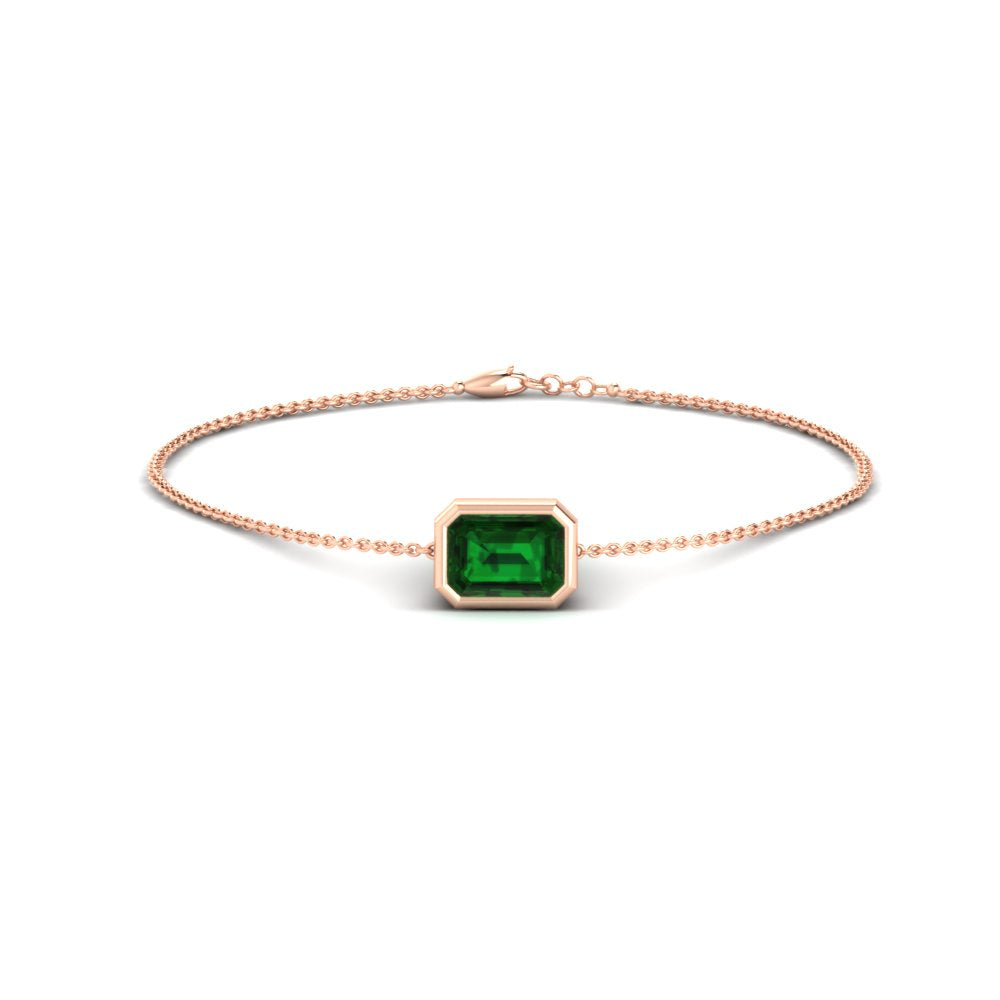 Bezel Set Emerald Chain Bracelet 0.75 Carat