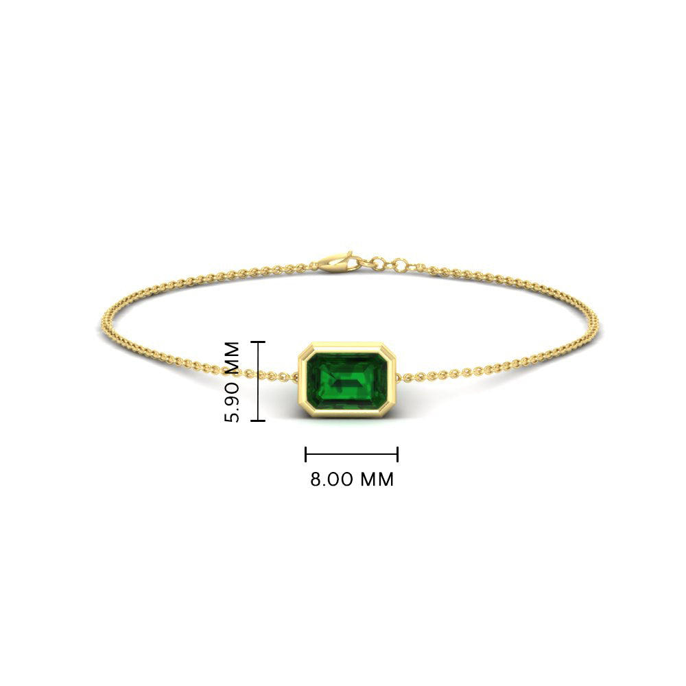 Bezel Set Emerald Chain Bracelet 0.75 Carat